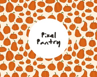 Patrón de calabaza rústica sin costuras / Papel digital otoñal (PNG, JPG, PDF)