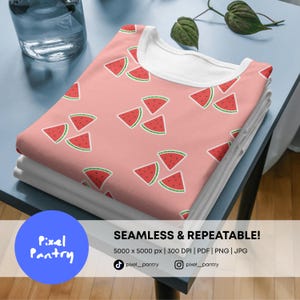 Watermelon Seamless Pattern: Pink Fruit Digital Paper, Kids Swimwear POD File