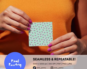 Seamless Popsicle Pattern, Mint Green Purple Summer Ice Cream Repeat Background (Digital Download)