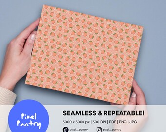 Peach Seamless Pattern | Hand-Drawn Summer Fruit Repeat (Digital Download)