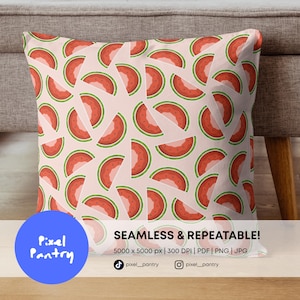 Watermelon Seamless Pattern Pink Fruit Digital Paper (Digital Download)