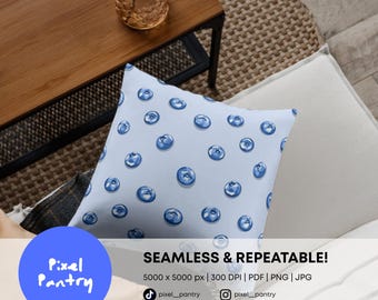 Seamless Blueberry Pattern | Playful Berry Repeat | Blue Fruit Digital Paper | Modern Surface Design File