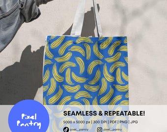 Modèle sans couture Go bananes, conception de tissu de fruits dessinés à la main (téléchargement numérique)