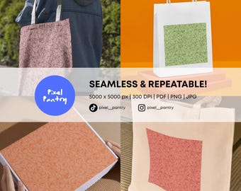 Nonna's Garden Seamless Pattern Bundle | Hand-Drawn Botanical Tomato Vine Illustrations (Digital Paper)