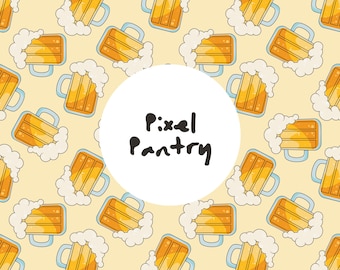 Patrón sin costuras de jarra de cerveza / Diseño minimalista de Oktoberfest (Descarga digital)