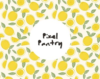 Diseño de limones sin costuras / Repetición de cítricos dibujada a mano (Tela, Papel pintado)