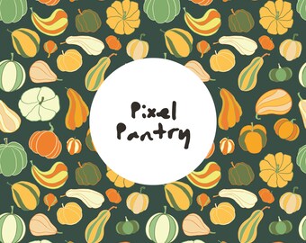 Patrón sin costuras de calabazas y zapallos de cosecha: diseño de granja otoñal en verde, naranja y dorado