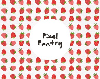 Patrón de fresa sin costuras / Impresión de tela de verano, papel para álbum de recortes (descarga digital)