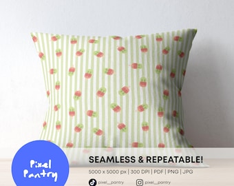 Seamless Popsicle Pattern, Mint Summer Ice Cream Digital Paper (PDF PNG JPG)