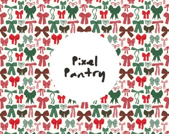 Diseño navideño sin costuras con lazo rojo y verde / Papel digital festivo (descarga digital)