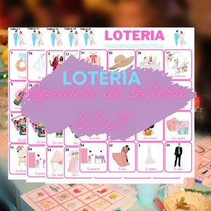 Loteria para despedidas de soltera 8.5x11in 23 Tablas /54 cartas/ PNG Impresion Inmediata