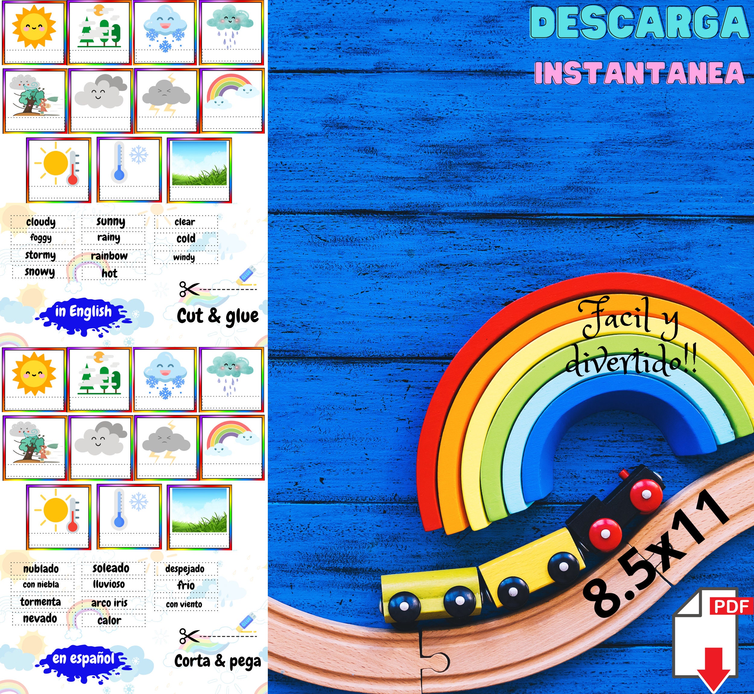 Printable Worksheets / Let's Learn the Weather/ Kids/ 4 Sheets PDF