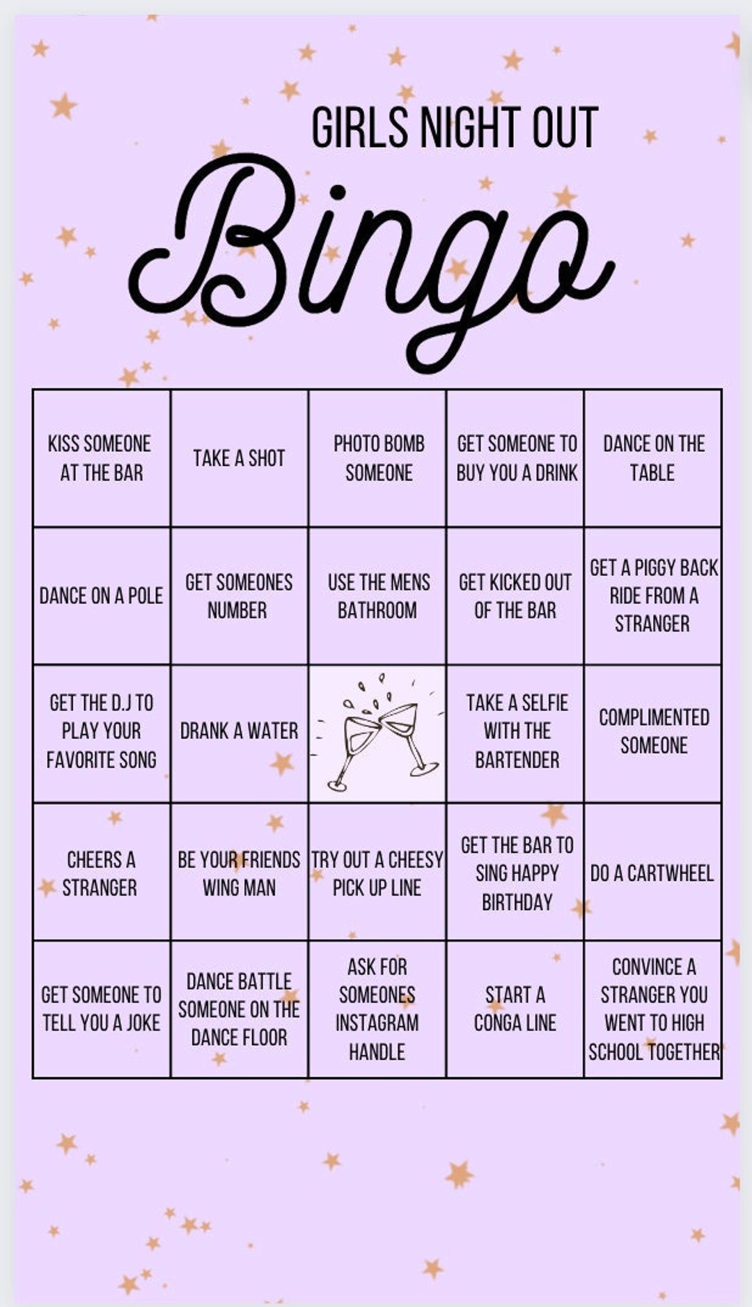 15 Printable Girls Night Out Bingo Cards 8.5 X 11 GNO Party Etsy
