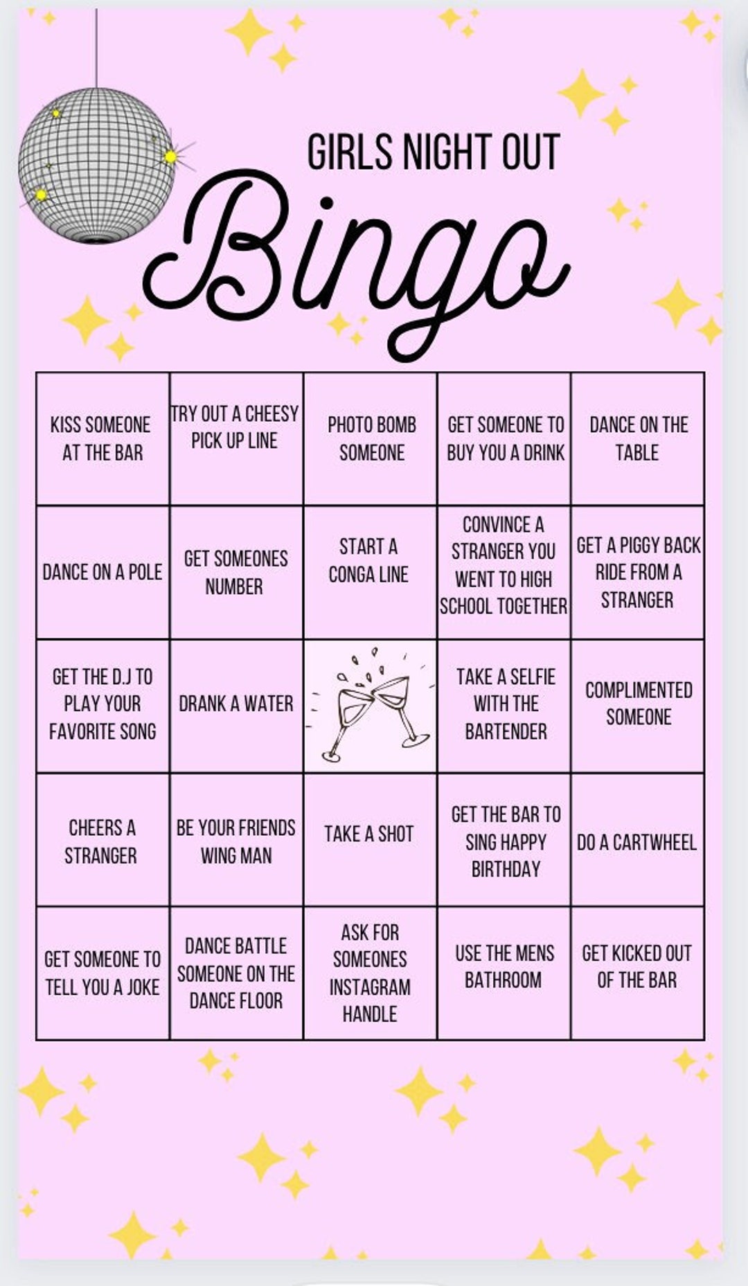 Ring Bomb Party Bingo Card