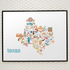 Impresiones de mapas estatales, impresión de Texas, arte del estado de origen, regalo de despedida, regalo de inauguración de la casa, arte de pared personalizado, descarga digital