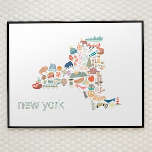 State Map Prints, New York Print, Home State Art, Going Away Geschenk, Housewarminggeschenk, benutzerdefinierte Wandkunst, digitaler Download