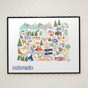 Impressions de carte de l'État, impression du Colorado, art de l'État de la maison, cadeau de départ, cadeau de pendaison de crémaillère, art mural personnalisé, téléchargement numérique