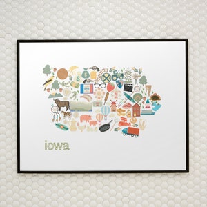 Impressions de cartes d’état, impression de l’Iowa, art de l’état d’origine, cadeau de départ, cadeau de pendaison de crémaillère, art mural personnalisé, téléchargement numérique