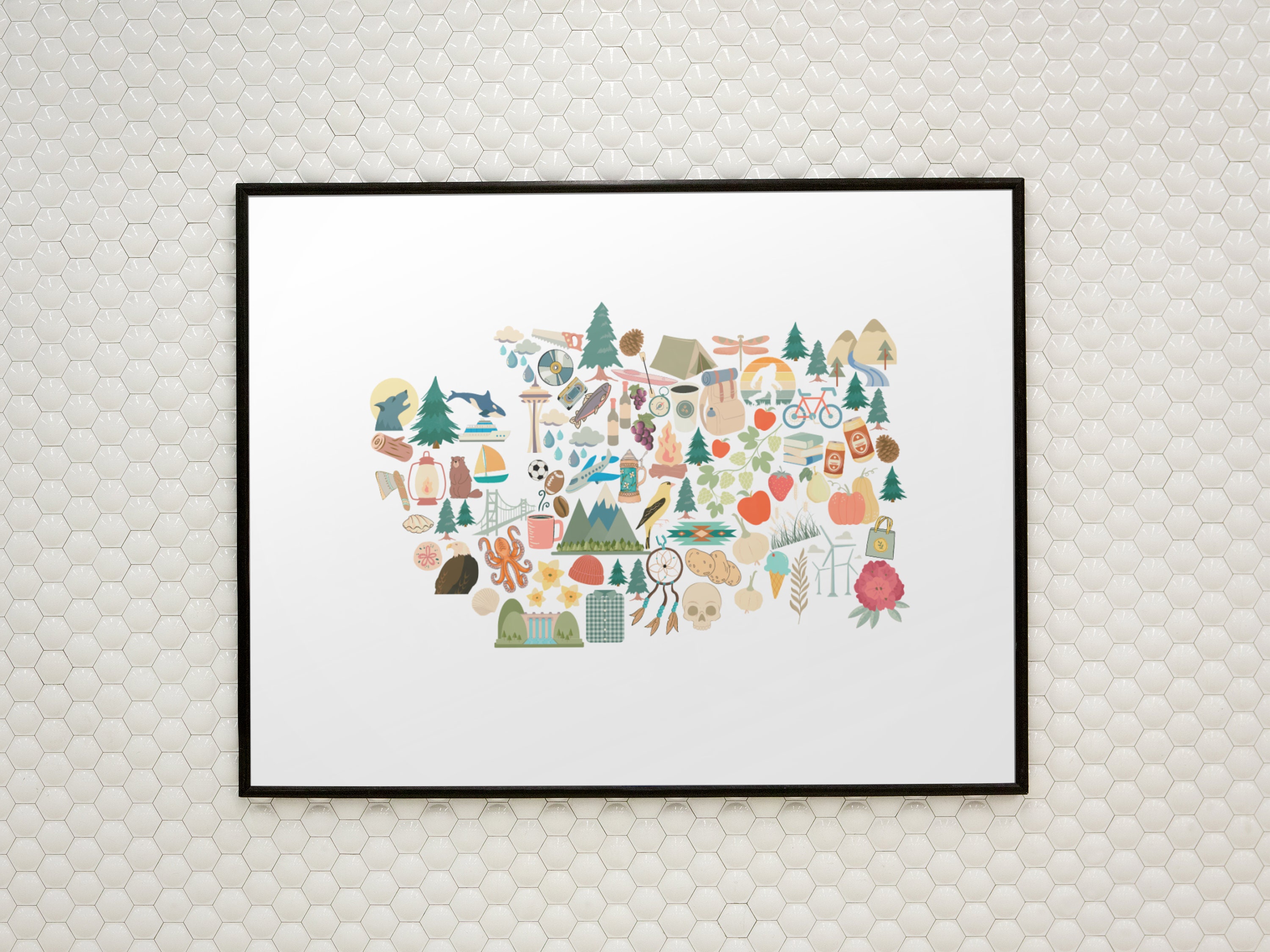 Washington State Art Print, Home Decor Map (digital Download) - Etsy