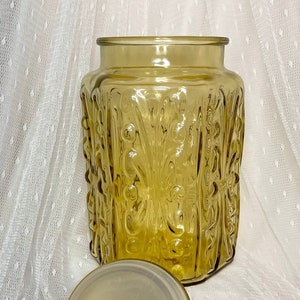 Federal Glass Show Off Amber Canister & Lid Jar 9&quot; - Vintage