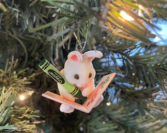 Teacher Bunny- Vintage Hallmark Keepsake Ornament - Crayola 1988