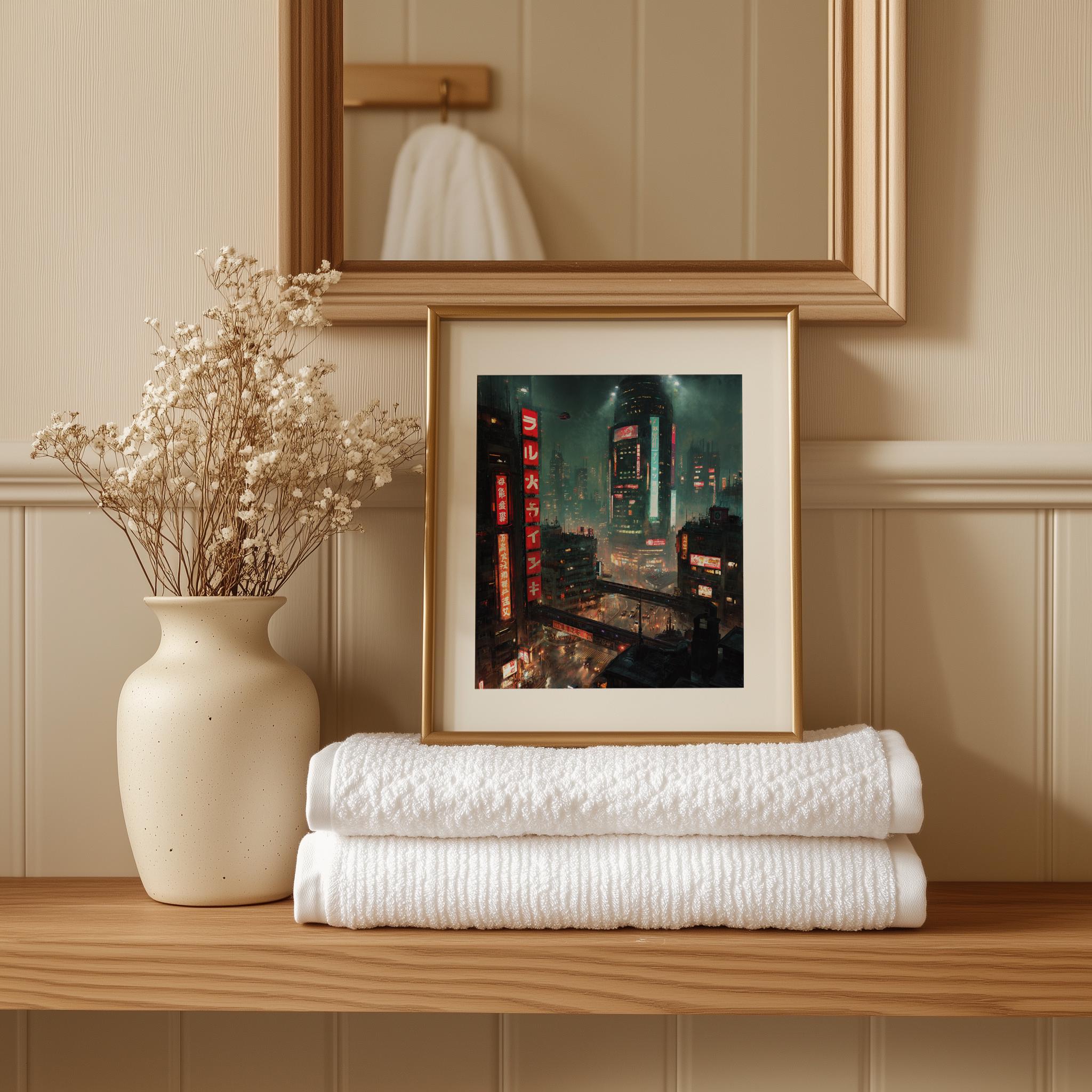 Cyberpunk Cityscape Art Print – Neon Sci-fi Metropolis (digital ...