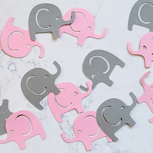 Baby Shower Confetti - Elephant Confetti - Girl Baby Shower - Pink Elephant Confetti - Gray Elephant Confetti