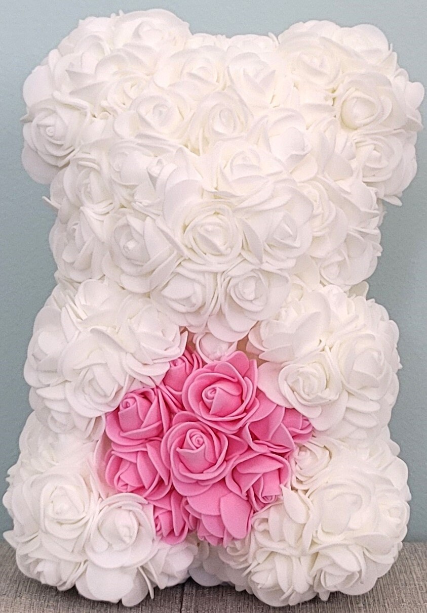 Teddy Bear - Rose Teddy Bear, Baby Shower Decor- Boy Baby Shower - Baby ...
