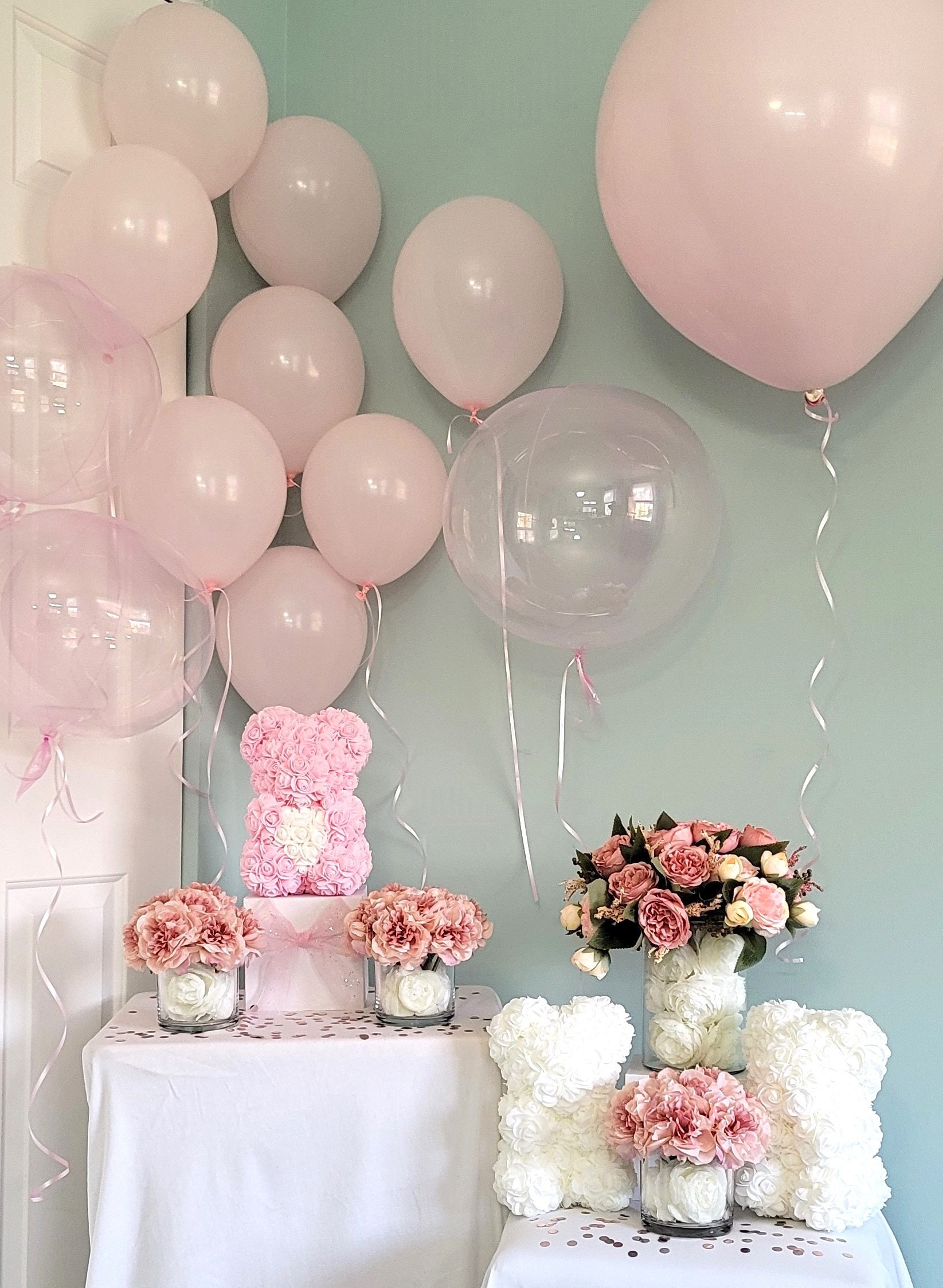 Teddy Bear - Rose Teddy Bear, Baby Shower Decor- Boy Baby Shower - Baby ...