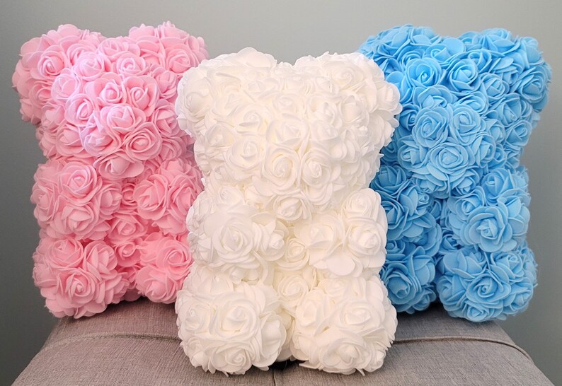 Teddy Bear - Rose Teddy Bear, Baby Shower Decor- Boy Baby Shower - Baby ...