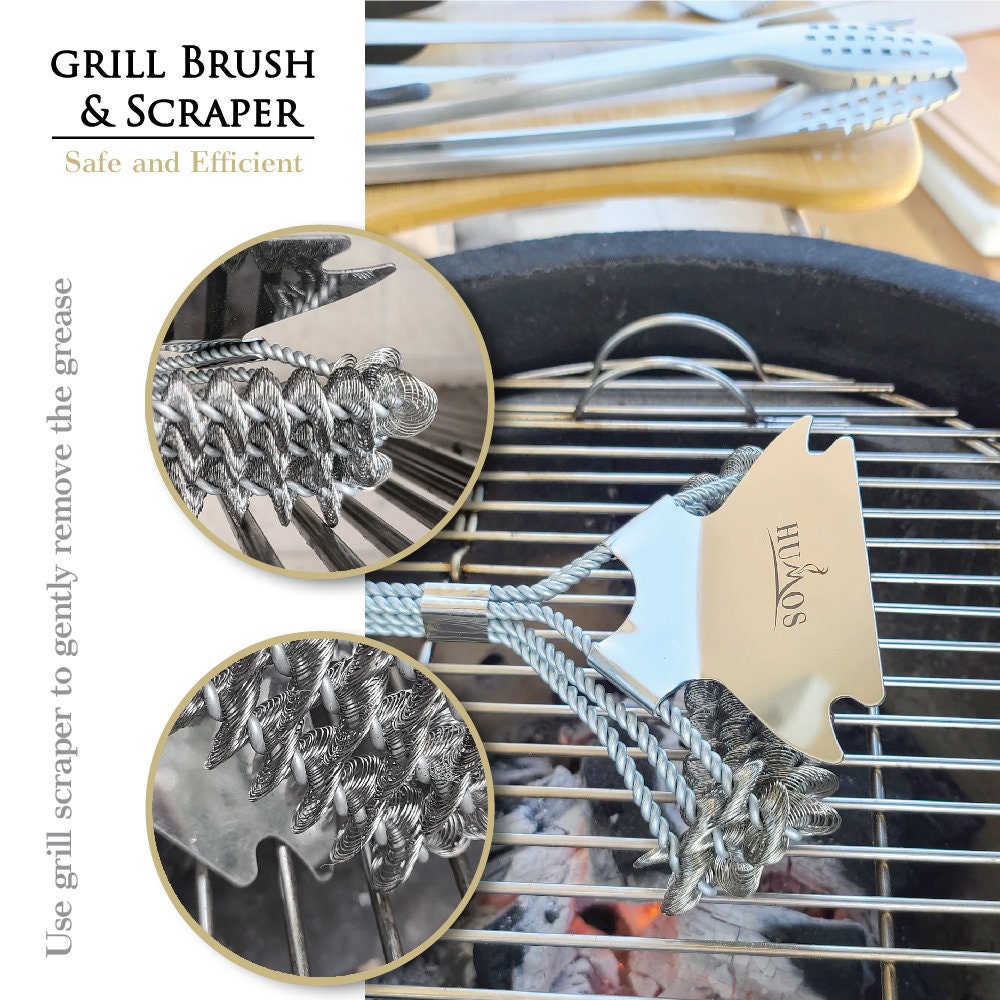 Bbq Grill Brush & Scraper 16' Cepillo Y Rascador Para Parrilla 