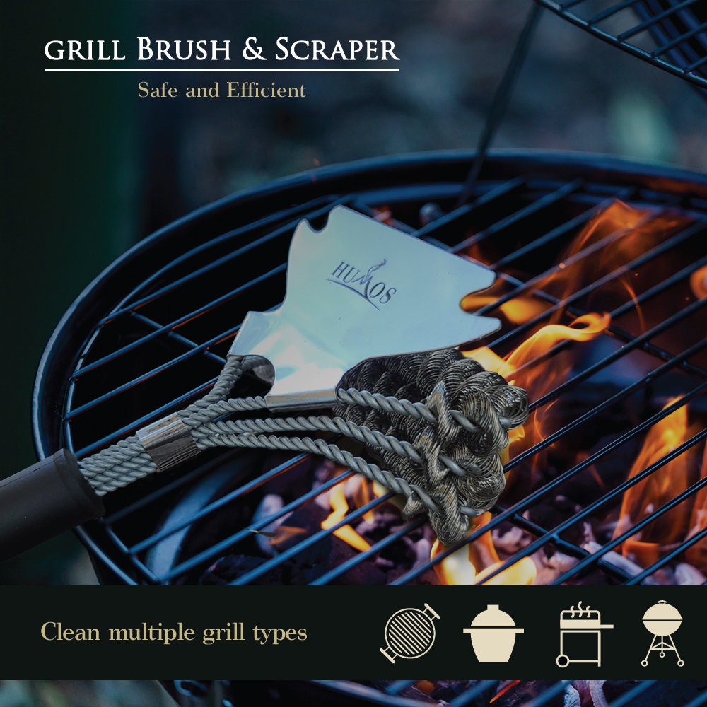 Bbq Grill Brush & Scraper 16' Cepillo Y Rascador Para Parrilla 