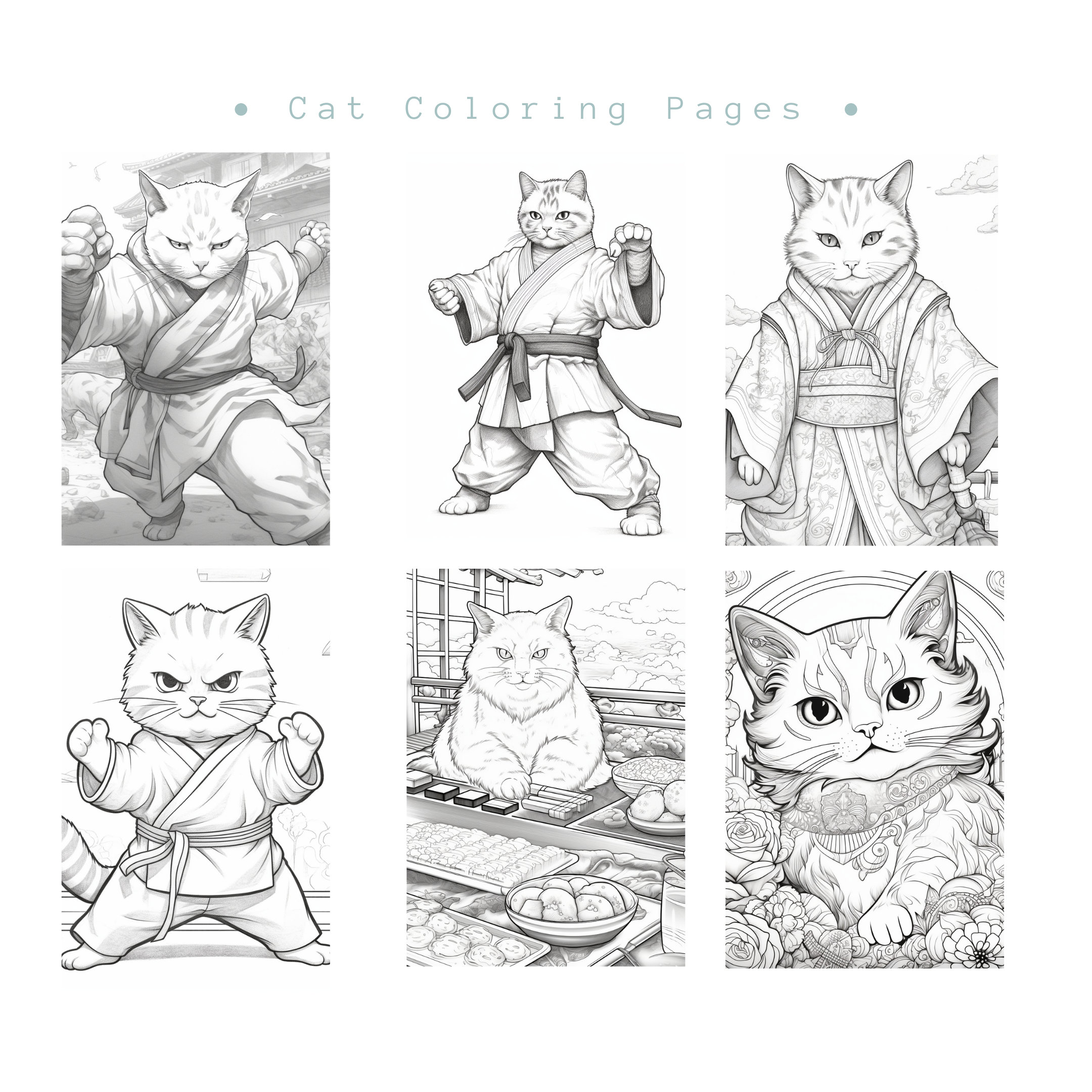 Cat-themed Coloring Pages - Etsy