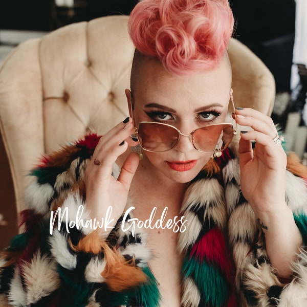 Pink Mohawk Goddess Furry Coat Print