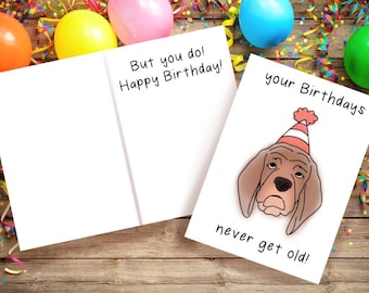 Funny Dog Birthday Card, Old Birthday Card, Cute Grumpy Dog Birthday Card