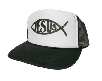 Jesus Hat Jesus fish Trucker Hat snapback Cap Black hat adjustable Newsummer hat