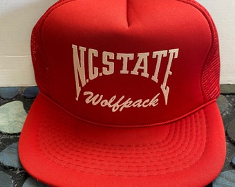 Vintage NC State College Trucker Lid "All Red"