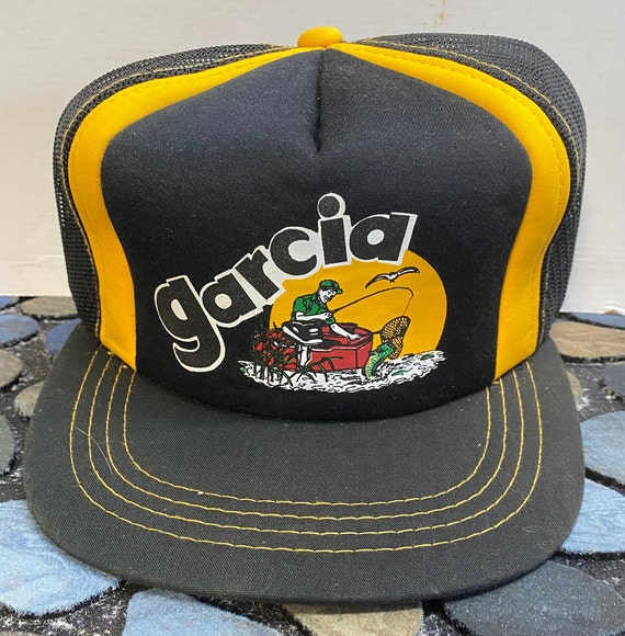 Rare Vintage Old Style Abu Garcia Fishing Mesh Snapback Trucker Hat  Black/yellow 