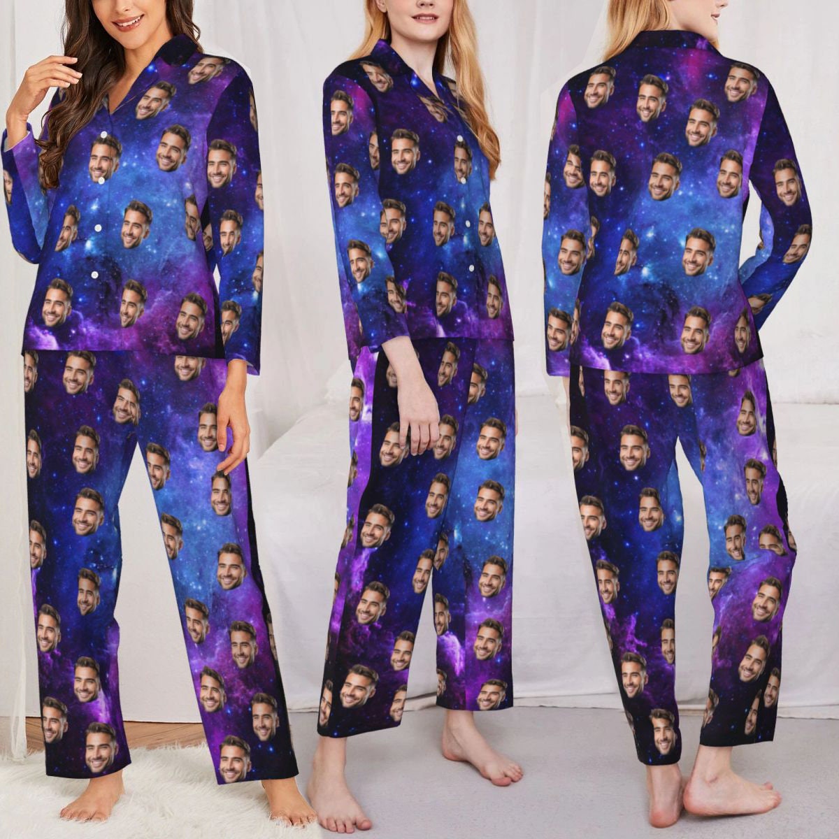 Discover Custom Face Photo Pajamas for Women, Personalized Photo Face Women Pajama Set, Home Wear Set, Best  Gift for Wife Family and Friends