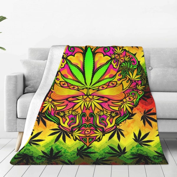 Marijuana Leaf Blanket, Plant print blanket,  Cannabis print blanket, Marijuana Lover