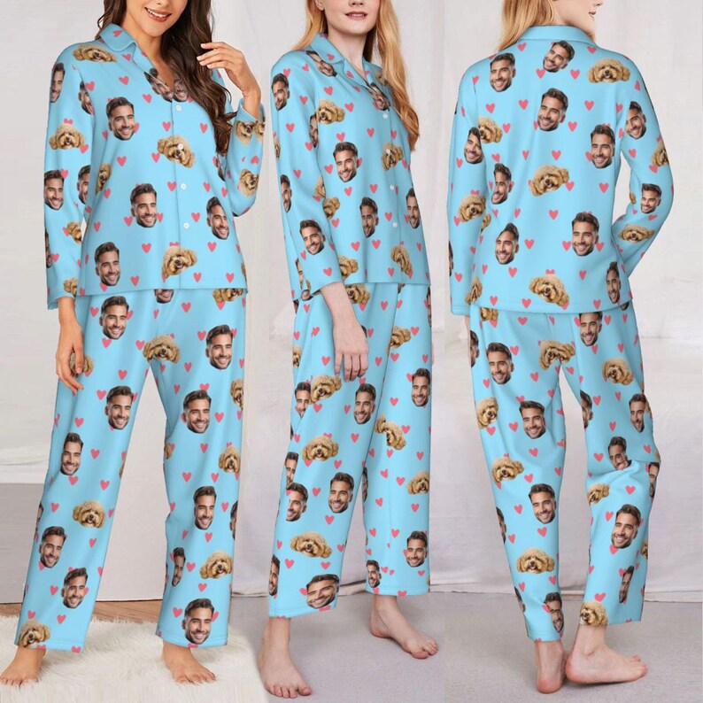 Custom Face Pajamas, Custom Photo Pyjamas, Custom Pet Dogs Cats Pajamas ...