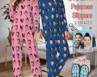 Pijamas personalizados, pijamas con fotos personalizados, pijamas personalizados para perros y gatos, pijamas faciales, regalos de aniversario, regalo familiar, pijamas para amantes de las mascotas