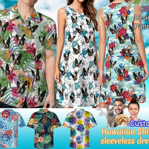 Custom Hawaii Shirt & Dress with Face, Personalized Hawaiian Shirt, Customized Photo Hawaiian Shirt, Custom Beach Shirt, Custom Couple Shirt