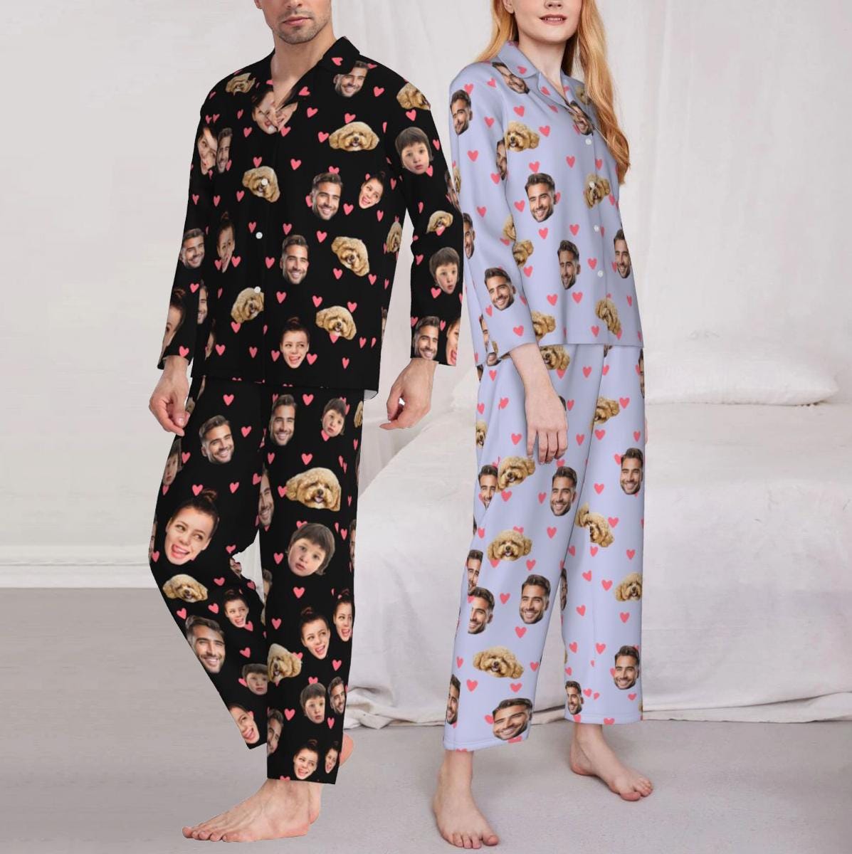 Custom Face Pajamas, Custom Photo Pyjamas, Custom Pet Dogs Cats Pajamas ...