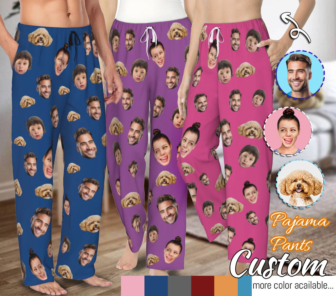 Pantaloni Da Pigiama Personalizzati Unisex | Stampa Termica Con Foto O Disegno | Cotone Morbido | Regalo Originale Per Uomini E Donne