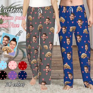 Custom Face Pajamas, Personalized Face Unisex Pajamas, Custom Photo Pajama Pants for Women Men, Home Wear Set, Gifts for Wife Husband