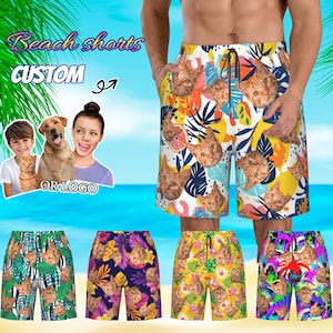 Custom Men Bathing Suit, Face on Swim Trunks, Custom Face Tropical Trunk, Men Beach Trunk, Custom Face Men Swimwear, Men Beach Trunk