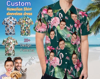 Camisa hawaiana personalizada con cara, camisa hawaiana personalizada, camisa hawaiana con foto personalizada, camisa de playa personalizada, camisa hawaiana personalizada