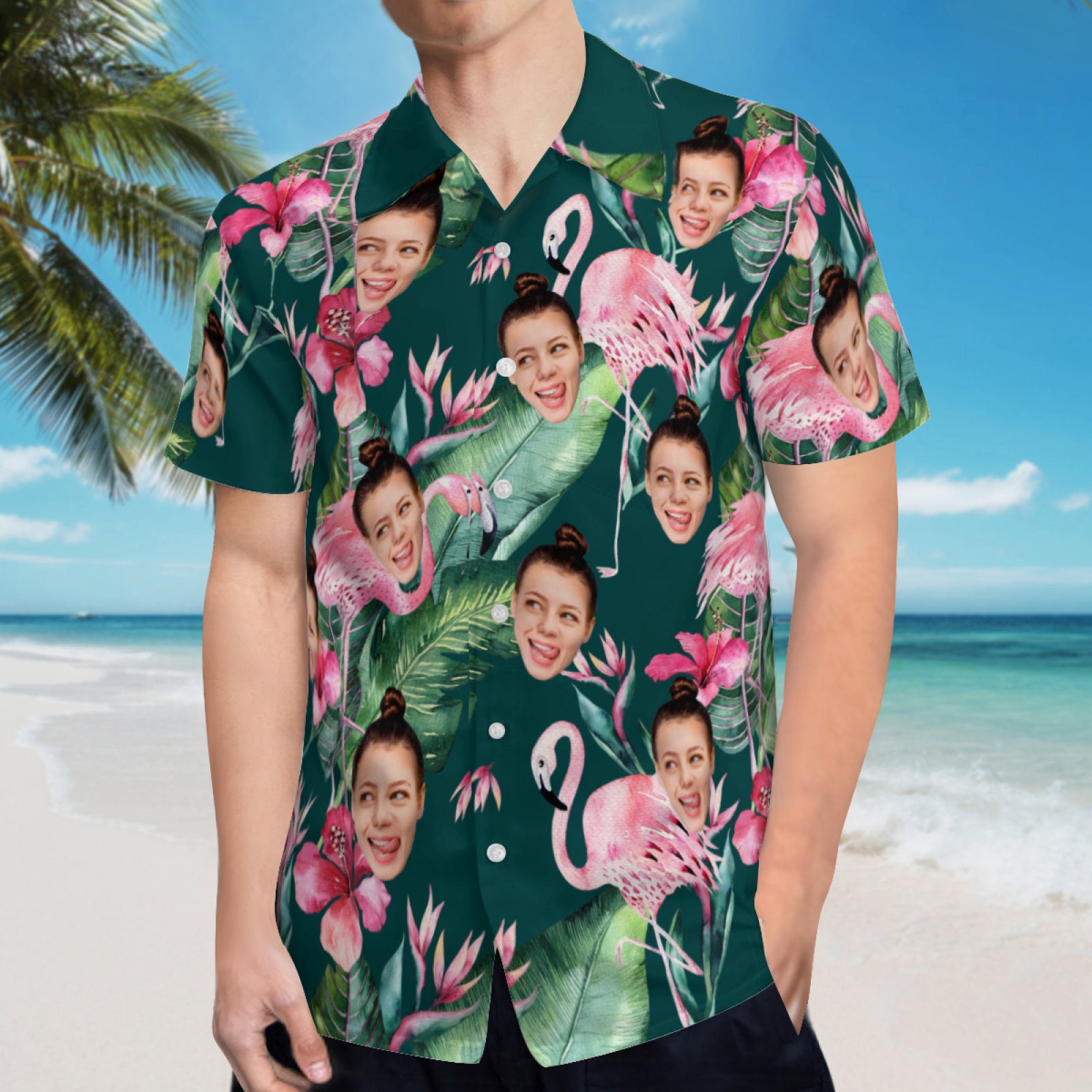 Discover カスタムデザイン メンズ レディース ハワイアン シャツ ホリデーギフト Personalized Photo Hawaiian Holiday Shirt