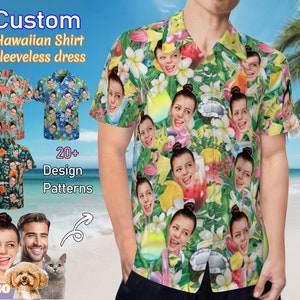 Custom Hawaiian Shirt with Face, Personalized Hawaiian Shirt, Customized Photo Hawaiian Shirt for Men Women, Gift for Couple